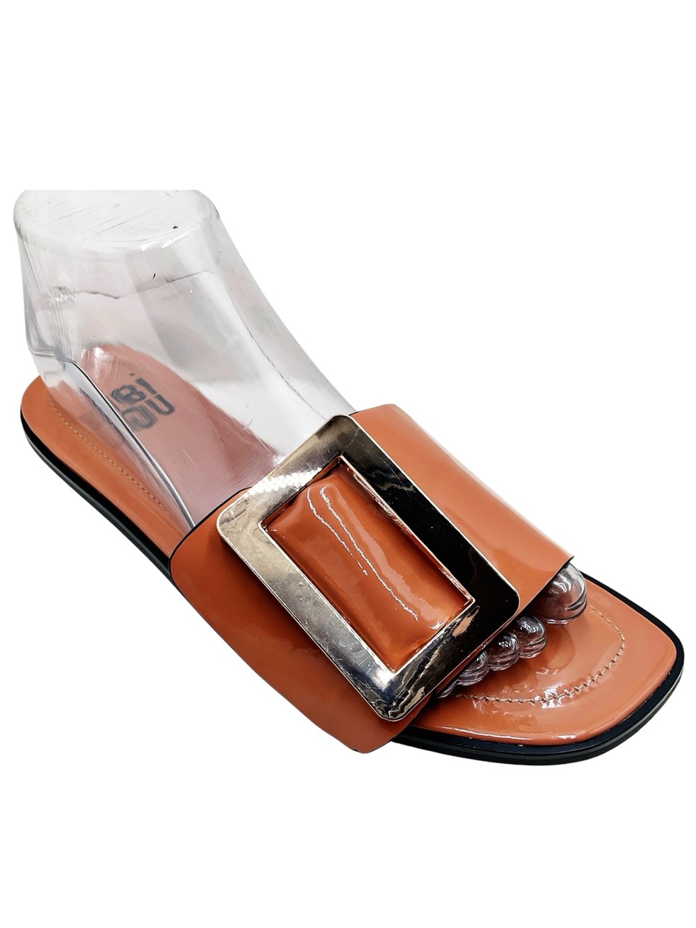 🆕{Bibi Lou} Patent Leather Buckle Slide Sandals
